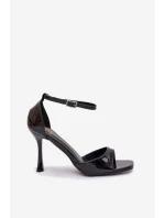 Lakované sandály na vysokém podpatku černé Revella