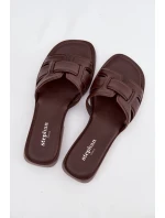 Dámské pantofle na ploché podrážce čokoládové Lorania Dámské pantofle na ploché podrážce čokoládové Lorania