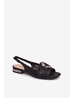 Dámské sandály Plochá s ozdobou S.Barski KV61-6024 Černé