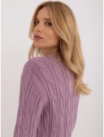 Sweter AT SW model 20463669 fioletowy - FPrice Sweter AT SW model 20463669 fioletowy - FPrice