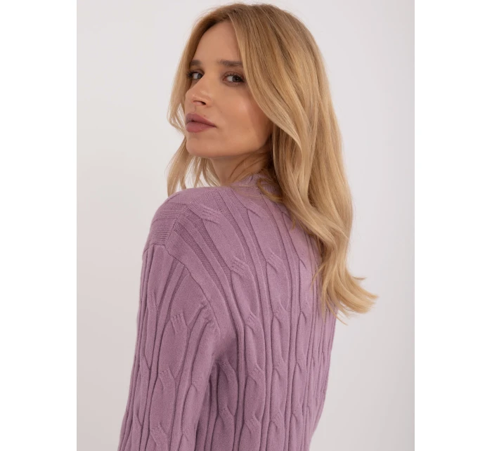 Sweter AT SW model 20463669 fioletowy - FPrice Sweter AT SW model 20463669 fioletowy - FPrice