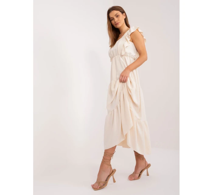 Sukienka DHJ SK model 19905062 jasny beżowy - FPrice Sukienka DHJ SK model 19905062 jasny beżowy - FPrice