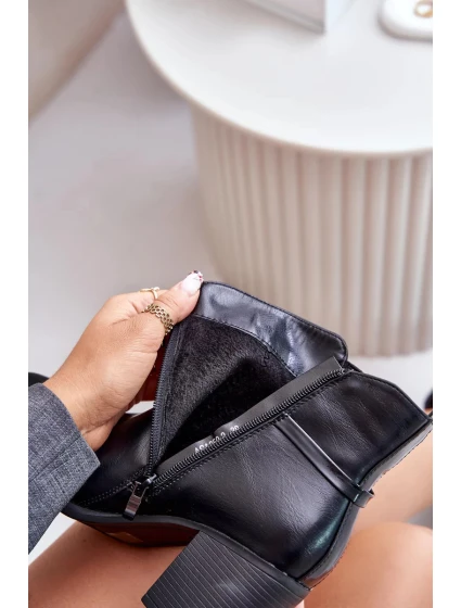 Dámské Kotníkové Boty Na Podpatku S Páskem Zateplené Černé Zinithia Dámské Kotníkové Boty Na Podpatku S Páskem Zateplené Černé Zinithia