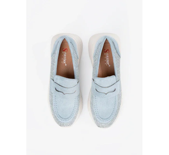 Výborné  polobotky dámské modré platforma