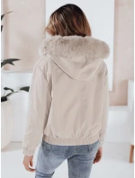 Dámská zimní bunda VESSADA krátká s kožešinou světle béžová FashionStreet TY5062
