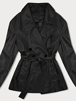 Krátký trenčkot z ekokůže J Style černý (11Z8102)