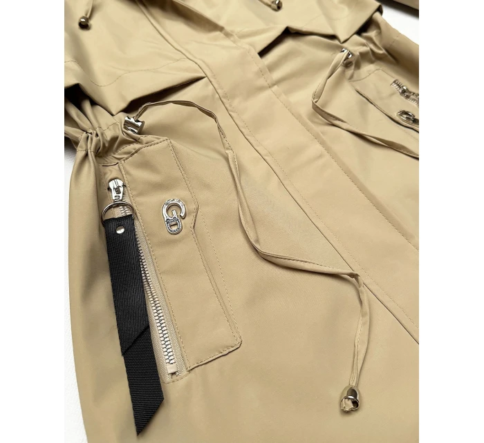 Lekka parka damska na podszewce Goodlookin piaskowa (KK60407-2#)