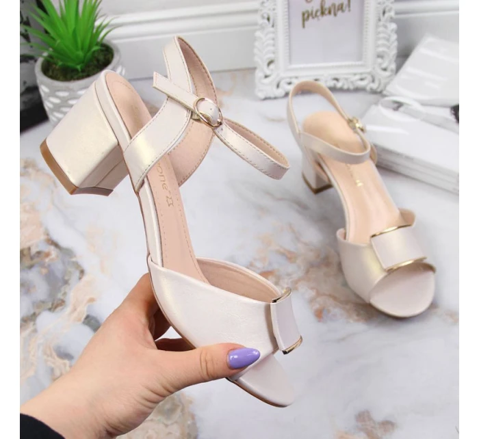 Sergio Leone W SK139F béžové sandály na vysokém jehlovém podpatku