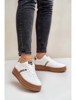 Pohodlné dámské sportovní boty na platformě Bíle Devan