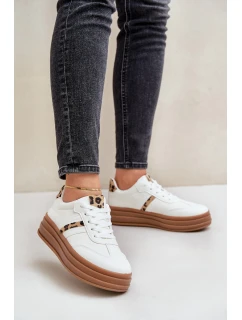 Pohodlné dámské sportovní boty na platformě Bíle Devan