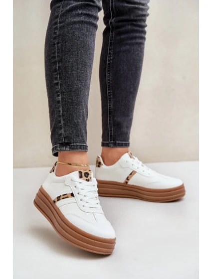 Pohodlné dámské sportovní boty na platformě Bíle Devan