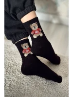Dětské Mládežnické Ponožky Medvídek V Svetru Černé Dětské Mládežnické Ponožky Medvídek V Svetru Černé