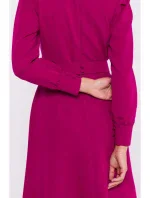 S378 Rozšířené šaty s páskem - švestka S378 Rozšířené šaty s páskem - švestka