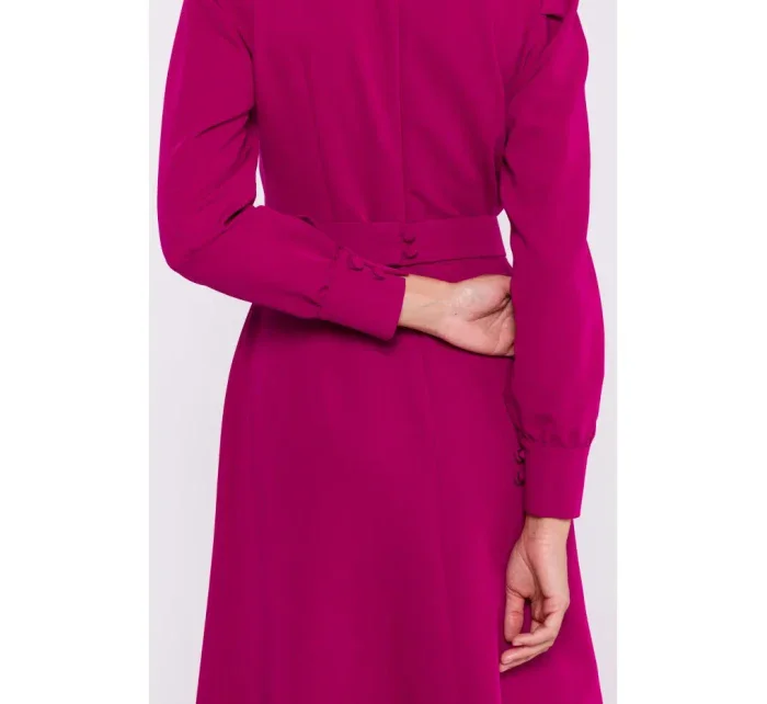 S378 Rozšířené šaty s páskem - švestka S378 Rozšířené šaty s páskem - švestka