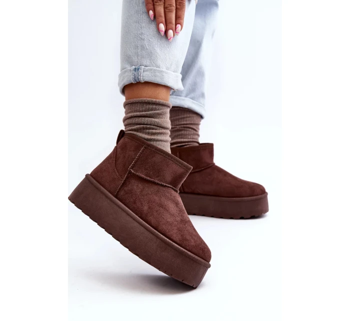 Hnědé semišové boty na platformě Corcoran