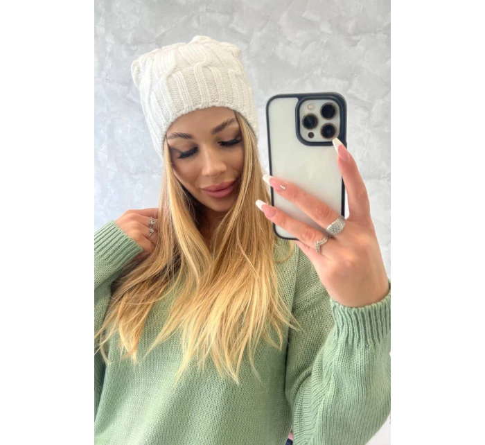 Fleecová čepice Iwona K221 ecru