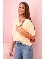 Dámský svetr z měkkého s výstřihem do V krátký rukáv model 21291599 - K-Fashion Dámský svetr z měkkého s výstřihem do V krátký rukáv model 21291599 - K-Fashion