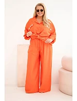 Dámský komplet Plus Size s košilí a širokými kalhotami model 22187144 - K-Fashion Dámský komplet Plus Size s košilí a širokými kalhotami model 22187144 - K-Fashion