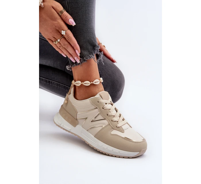 Dámské tenisky z ekokože béžové model 21657585 - Boto Dámské tenisky z ekokože béžové model 21657585 - Boto