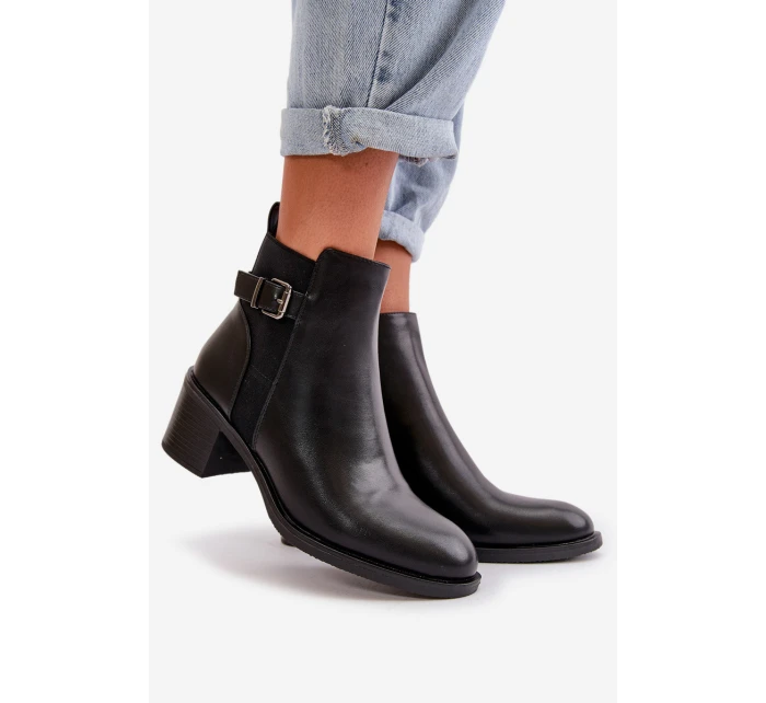 Dámské zimní zateplené boty na podpatku s přezkou Černé Nevillira Dámské zimní zateplené boty na podpatku s přezkou Černé Nevillira