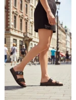 Dámské pantofle s zlatým sponou hnědé model 21898353 - Boto Dámské pantofle s zlatým sponou hnědé model 21898353 - Boto