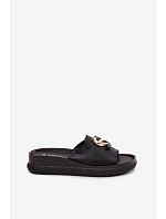 Kožené pantofle s ozdobným detailem S.Barski KV61-6046 Černé