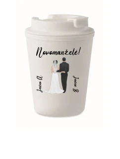 Personalizovaný cestovní termohrnek s novomanželským párem 