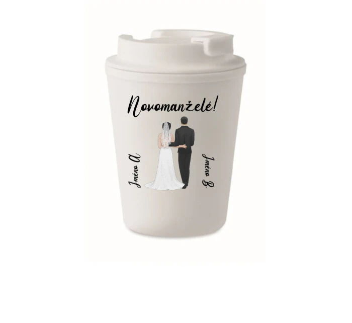 Personalizovaný cestovní termohrnek s novomanželským párem Personalizovaný cestovní termohrnek s novomanželským párem