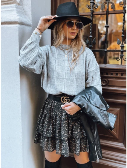 Dámský oversize svetr SKYLARK šedý FashionStreet MY2130