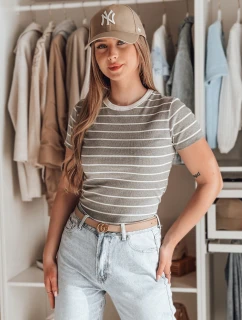 Dámské základní pruhované tričko LINESS šedé Dstreet RY2821