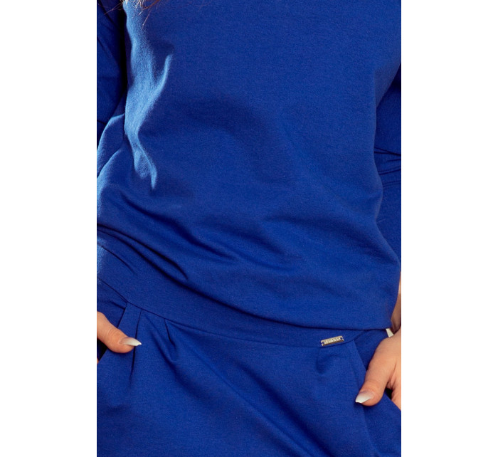 Dámské teplákové šaty v chrpové barvě s výstřihem na zádech model 5917774