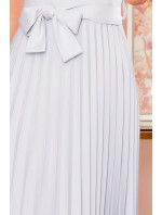 LILA - Šedé dámské plisované šaty s krátkými rukávy 311-13 LILA