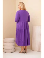 Dámská bavlněná sukýnka Plus Size s volánky a ohrnutým rukávem fialová