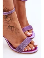 Dámské sandály na vysokém podpatku s kamínky fialové model 21622320 - Boto