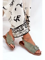 Ploché sandály se zdobením zelené model 21685707 - Boto Ploché sandály se zdobením zelené model 21685707 - Boto