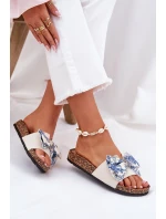 Dámské pantofle s mašlí na korkové platformě modré model 21687419 - Boto Dámské pantofle s mašlí na korkové platformě modré model 21687419 - Boto