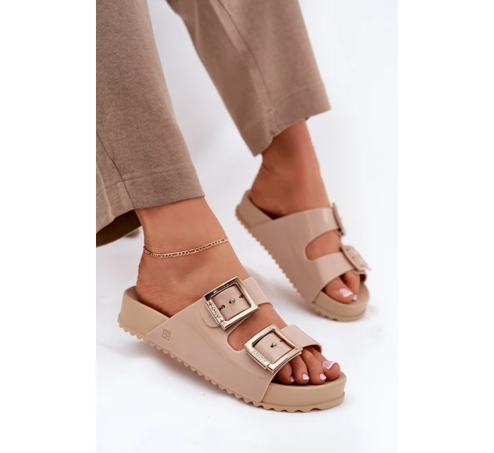 Dámské Pantofle Hladké  Béžové model 21695892 - Zaxy