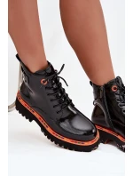 Dámské kotníkové boty z lakované přírodní kůže s izolací Artiker 57C0061 Černé