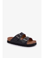 Pánské lehké pantofle s přezkami z ECO kůže Big Star – černé