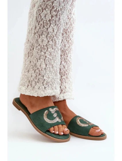 Pantofle KV27-052 tmavě zelené - Step in style