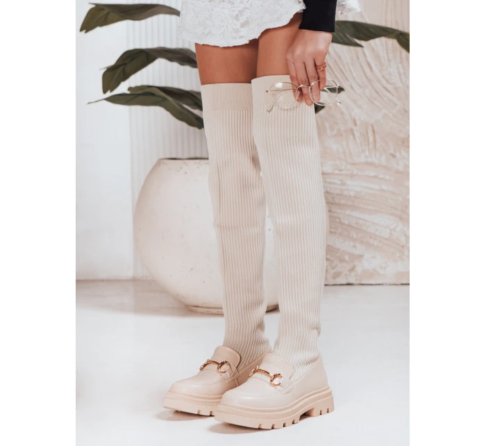 Dámské ponožkové boty béžové FashionStreet ZY1323
