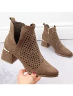 Semišové boty na podpatku W model 21996771 hnědé - Potocki Semišové boty na podpatku W model 21996771 hnědé - Potocki