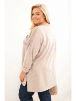 Dámská blůza Plus Size bavlněná s potiskem béžová Dámská blůza Plus Size bavlněná s potiskem béžová