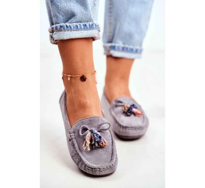 Dámské Semišové Mokasíny model 21530144 Šedé Donna Mia - EVENTO