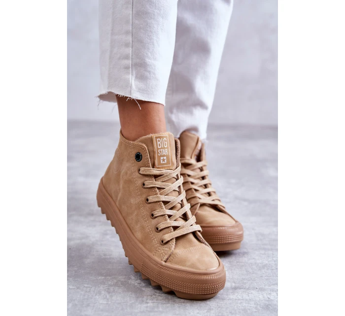 Dámské Tenisky Big Star Vysoké Zateplené Camel GG274072