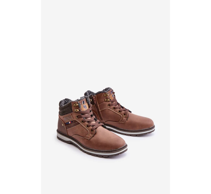Zateplené pánské kotníkové boty model 21673169 hnědé - Boto