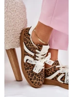 Nízké Dámské Sneakersy S Krajkou Leopardí Hnědé Zielle Nízké Dámské Sneakersy S Krajkou Leopardí Hnědé Zielle