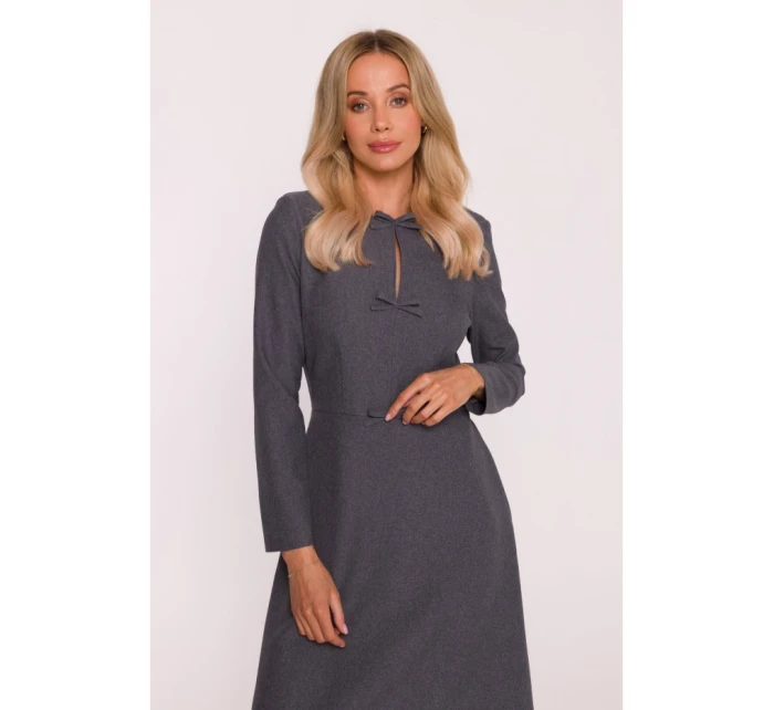 model 21319075 Šaty s mašlemi šedé - STYLOVE