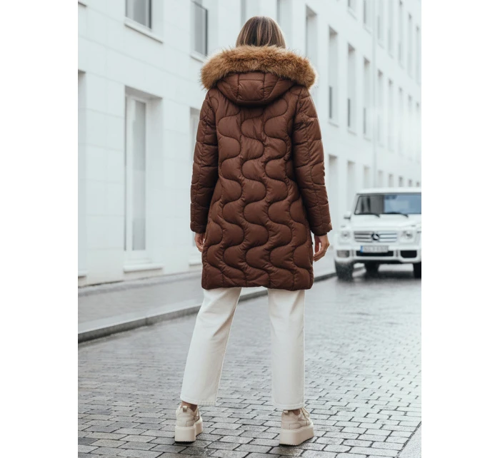 Dámská zimní bunda prošívaná s kapucí hnědá Dstreet model 21990523 - FashionStreet