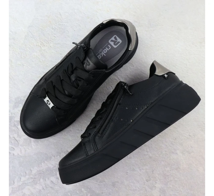 Dámské kožené boty na platformě černé Rieker W2605-02 Dámské kožené boty na platformě černé Rieker W2605-02